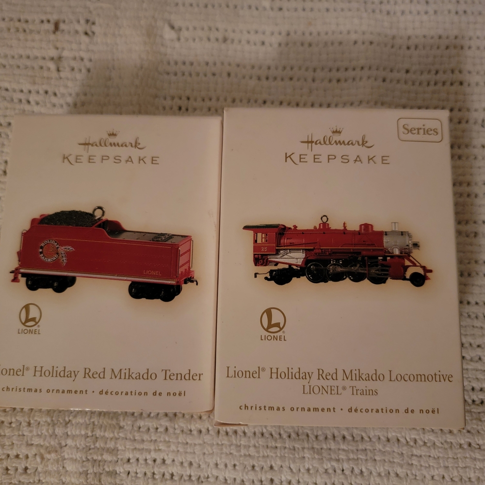 Hallmark Lionel Holiday Red Mikado Train Ornaments